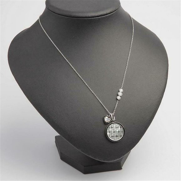 NEW Michael Kors MK Logo Circle Silver Necklace - Picture 7 of 11